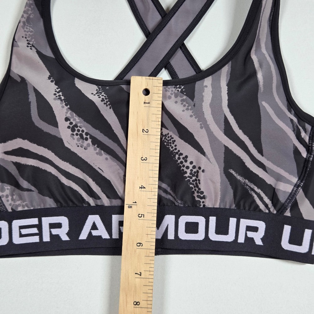 Under Armour Womens DFO Crossback Mid Printed Sports Bra Grey Black 1362247 M - Picture 5 of 9